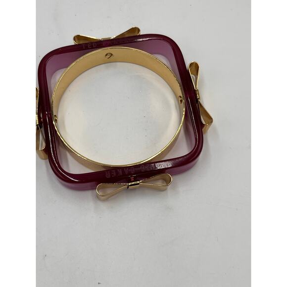 TED BAKER Logo Purple Acrylic
Bow Square Gold Tone Bangle Bracelet - Picture 9 of 10